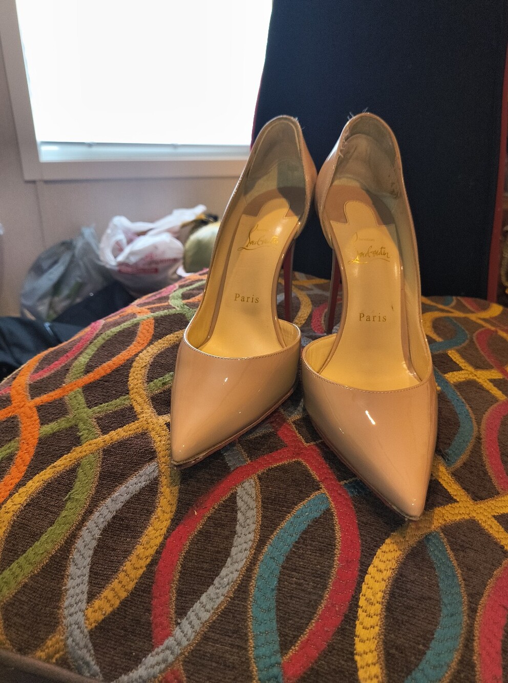 Christian Louboutin Nude Patent Pointed-Toe Stilettos